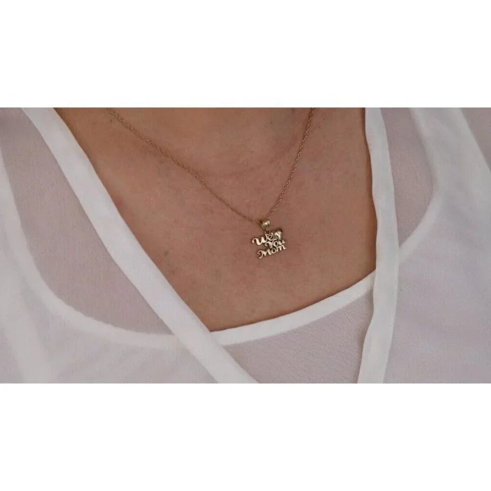 Pendant Only 14k Yellow Gold We Love You Mom Heart Pendant - Picture 2 of 4